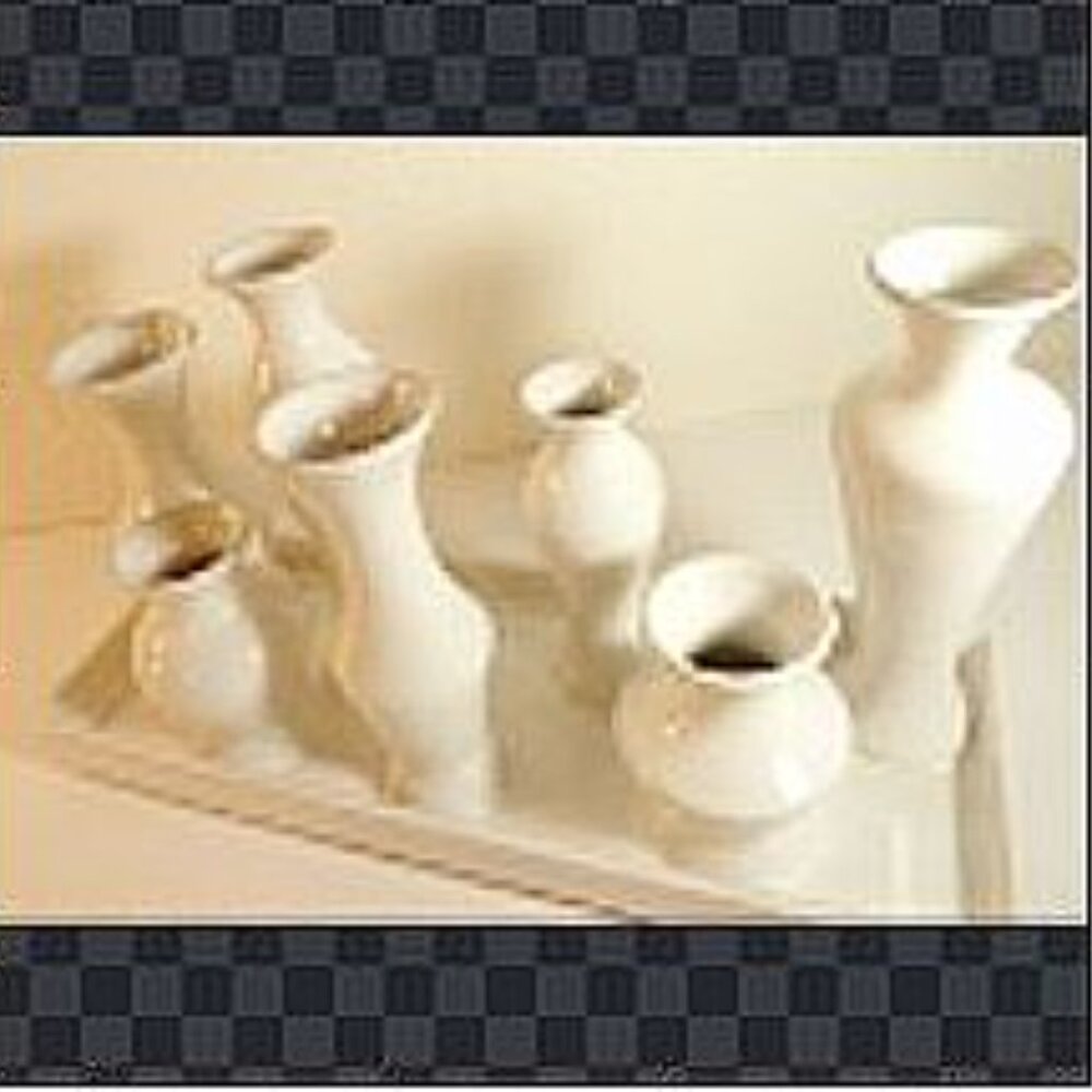 7-Bud Vase Mini-Cluster/White Floral Vases/Tabletop Decor